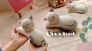 Crochet Sleeping Kitten 🐱 | how to crochet a cat | crochet pet #youtubevideos #crochettutorial
