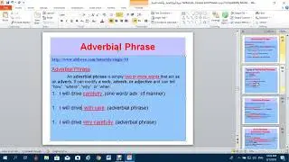 Lesson 5:  Adverbial Phrases and Infintive Phrases