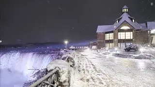 Niagara Falls Winter Snowfall and Night Lights
