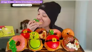Krispy Kreme's Merry Grinchmas Christmas Doughnut Collection Mukbang | Menu Review