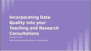 Incorporating Data Quality into your Teaching and Research Consultations