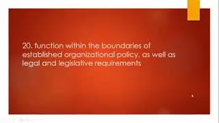 20. function within the boundaries of established organizational policy.
