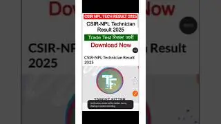 CSIR NPL TECHNICIAN RESULT 2025😱 #job