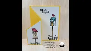 How to make a mini cascade card using the Garden Birdhouses Stamp set