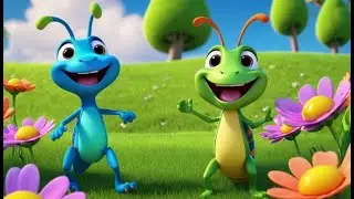 Five Little Grasshoppers Jumping Together | Nursery Rhymes for Kids & Baby Songs