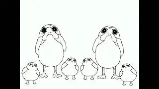The Dancing Porgs (in black and white)
