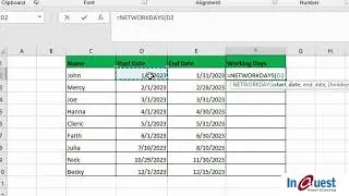 Calculate Working Days from Start and End Dates