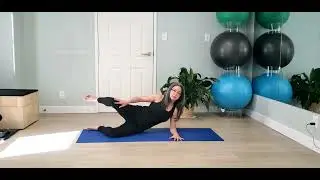 Side plank clamshell with isometric hold
