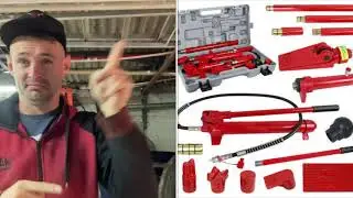 Deaf Garage 24. 12 ton hydraulic press and 10 Ton Porta Power Hydraulic Jack.