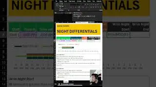 Work Hours Night Differential for time log with no Date. #Excel #exceltips #shorts