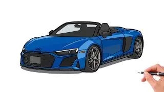 How to draw AUDI R8 SPYDER / drawing Audi 2023 convertible sports car 