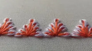 Pretty border hand embroidery #hand embroidery for beginners #normal needle work mechine thread work