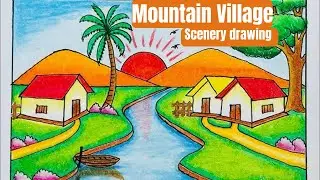 This is How The Scenery Were Built| Scenery drawing tutorial| How To Draw Beautiful Village Scenery|