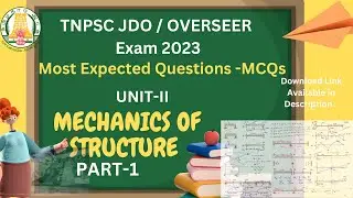 TNPSC JDO OVERSEER EXAM 2023/Mechanics of structures Most Expected MCQs question /JDO study material