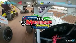 Limited Sprintcar in car footage Manjimup Speedway - Driver Brooke Newson 27th Nov 2021, Heat 1