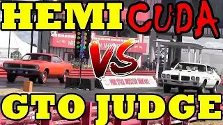 Which is Faster ?? 70 Hemi Cuda or 70 GTO Judge - 1/4 Mile Drag Race - Road Test TV &reg;