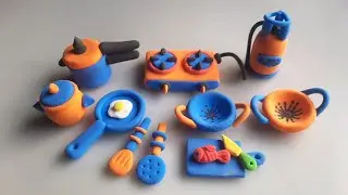 Amazing technique make kitchen set with polymer clay| Miniature clay kitchen set| Primitive kitchen