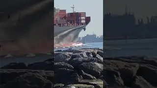 Colombia Express Gaining Speed Passing Outlook Beach Fort Monroe, Virginia🌊🌊 #ship  #fast #shipping