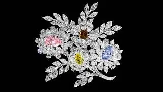 Diamond Brooch by Graff diamonds, featuring rare blue, pink, yellow and brown diamonds