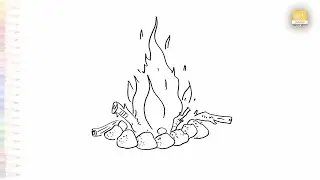 Camping fire drawings easy | Art tutorial | How to draw Camping fire step by step | #artjanag