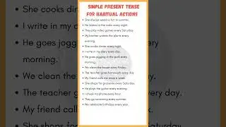 15 Habitual Sentences in Simple Present Tense | Daily Routine English Examples