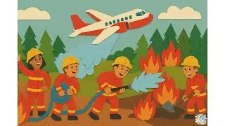Palo­lentokone 🛩️ ja palomiehet lähtevät – Metsässä on tulipalo! | Metsäpaloa 🔥| Iltasatu lapsille