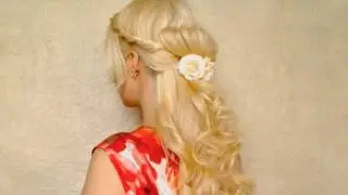 Half up half down with curls Valentine's hairstyle for long hair tutorial Prom down do