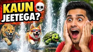 Best games for kids || funny racing with animals || elephant cow tiger bear race ||