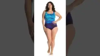 Longitude Plus Size New Moonlight Double X-Back Tank One Piece Swimsuit | SwimOutlet.com