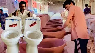 Process of making ceramic toilets seat Manufacturing  in factory | How toilet seat are made