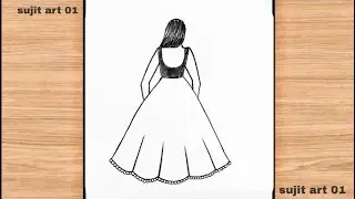 How to draw girl back side in lehnga beautiful ❤️ girl drawing video easy pencil ✏️ sketch drawing 