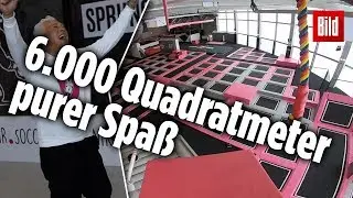 Fu&szlig;ball-Legende Toni Polster testet gigantischen &bdquo;Sprungraum&ldquo;