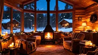 Уютный зимний камин Пианино Джаз ❄️ Спокойная хижина Ночная атмосфера