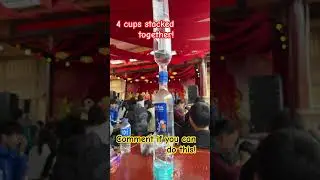 Stacking 4 bottles on top of each other! with @TommyboyZheng-1110 ! #stacking #bottles
