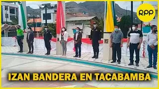 Cajamarca: Izamiento de la bandera en la ciudad de Tacabamba por el Bicentenario del Perú