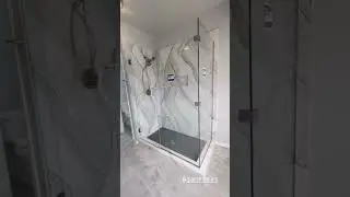 Frameless Glass Shower Door with Inline and 90&deg; Return Panel | Brushed Nickel Hardware Installation