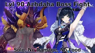 Yelan vs Level 90 Azhdaha Boss Fight (Pyro/Electro) - Solo, No Damage, No Food