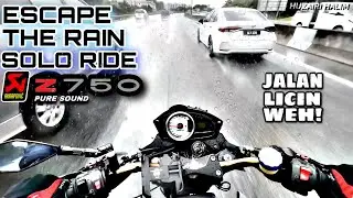 RIDE LARI HUJAN ⛈️💦 KAWASAKI Z750 AKRAPOVIC PURE SOUND