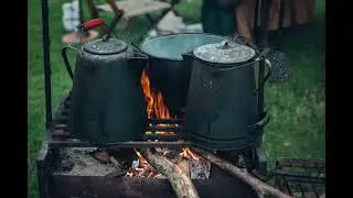 Cooking On A Campfire Ambience / Crackling Fire Quite Bubbling Sounds / 1 Hour