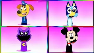 📹 Sprunki OC - Микки Маус 🆚 Bluey 🆚 CatNap 🆚 Sheriff Labrador - Spinning Wheel (обложка) 🎉