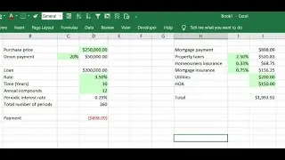 How to estimate the cost of a new home purchase using Excel
