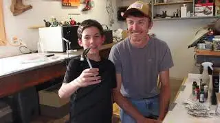 Teaching Graham How to airbrush a lure.