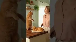 Real Cat Freaks Out! | She Cuts a Cat Cake 🤣🤣 OMG Orange Cat! #catcake #funnycat #catlovers