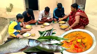 Tribe family cooking MRIGAL fish curry with WINTER VEGETABLES l Village food cooking