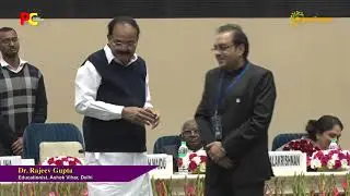 Dr  Rajeev Gupta receiving award from the Hon'ble Vice President of India in Vigyan Bhawan 2018.