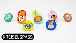 Kreisel mit Tiergesichtern / Lots of spinning tops with animal faces
