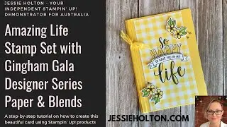 Amazing Life card with Gingham Gala DSP & Blends Markers