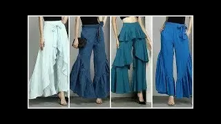 How To Style Palazzo Pants || Ladies Trouser Design 2018 || Latest Bell Bottom||