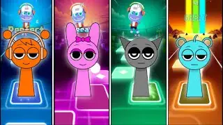 Orange 🆚 Pink 🆚 Black 🆚 Blue Sprunkis Battle |Tiles Hop EDM Rush