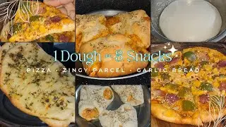 &ldquo;One Dough 3 Recipes | Pizza, Zingy Parcel & Garlic Bread | No Oven Fast Food!&rdquo;